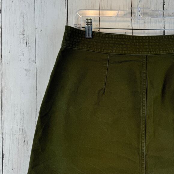 Madewell Kale Green Stretch Raw Hem  Button Fly A-Line Mini Skirt Plus Size 14 - Picture 8 of 16